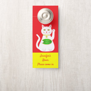 Oriental Lucky Cat Custom Name Door Hanger