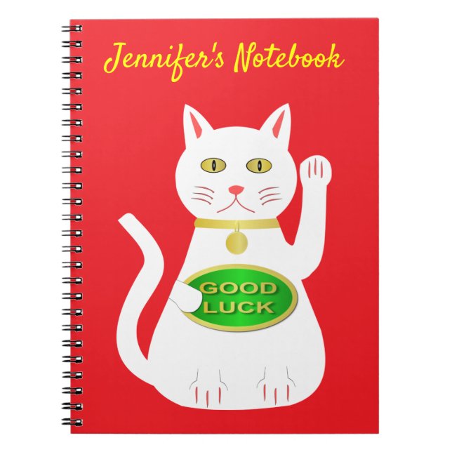 Oriental Lucky Cat Custom Notebook (Front)