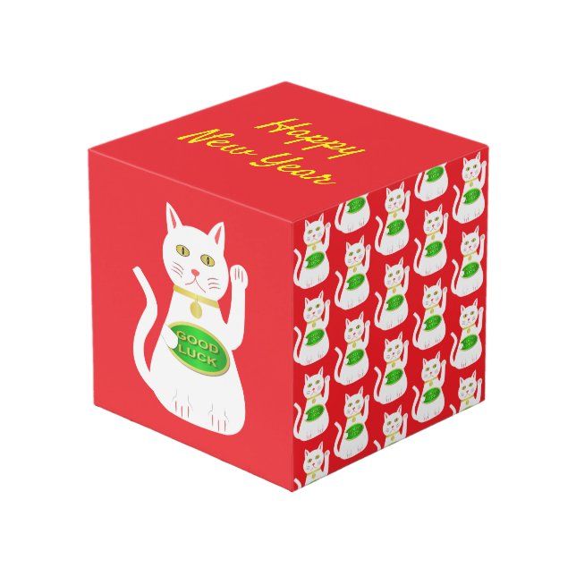 Oriental Lucky Cat Custom Photo Upload Cube (Front Angled)