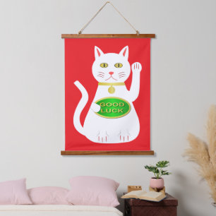 Oriental Lucky Cat Hanging Tapestry