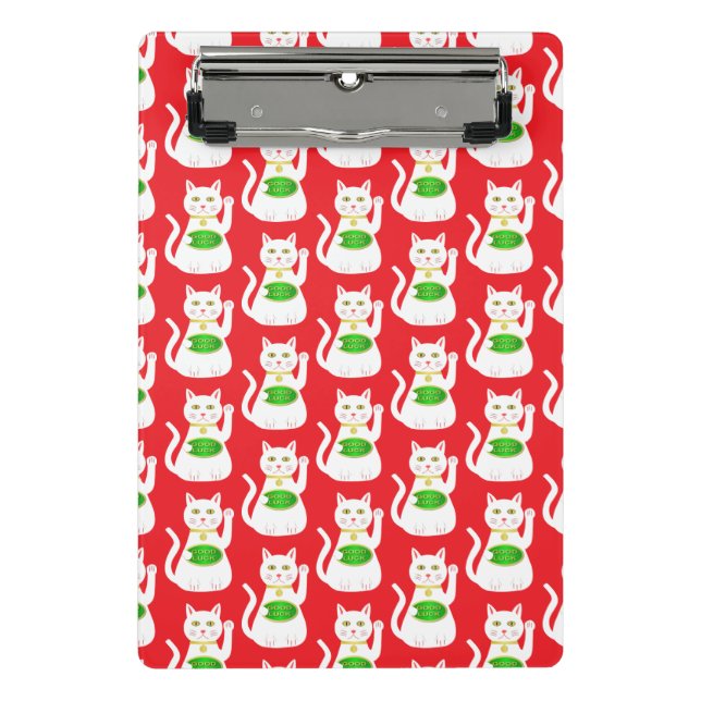 Oriental Lucky Cat Patterned Mini Clipboard (Front)