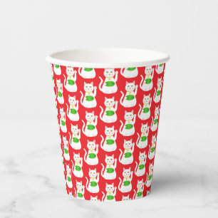 Oriental Lucky Cat Patterned Paper Cups