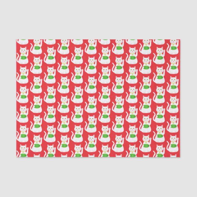 Oriental Lucky Cat Patterned Tissue Paper (Front)