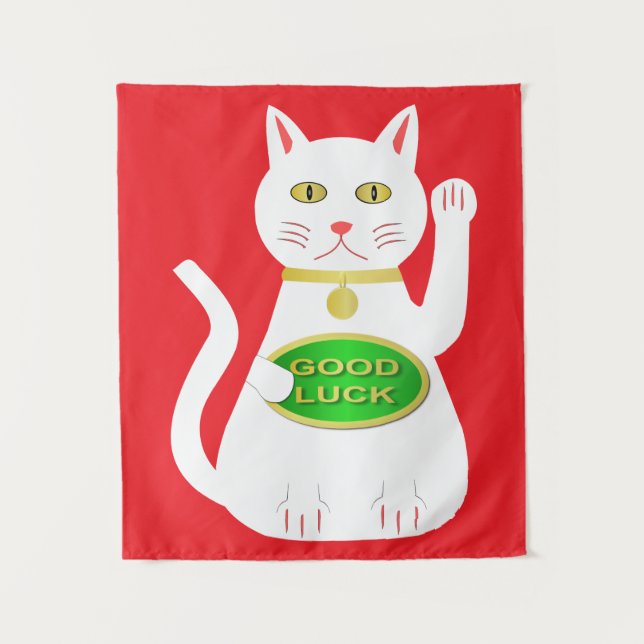 Oriental Lucky Cat Tapestry (Front)