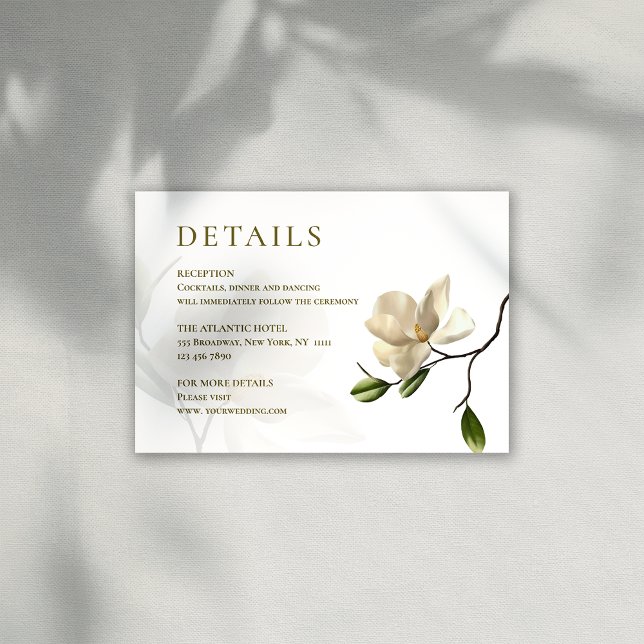 Oriental Magnolia Wedding Details Enclosure Card (Oriental Magnolia Wedding Details Enclosure Card)