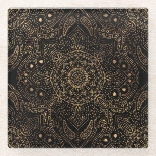 Oriental Mandala, Luxury Vintage Pattern. Glass Coaster