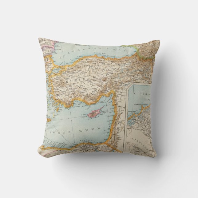 Oriental Mediterranean Map Cushion (Front)
