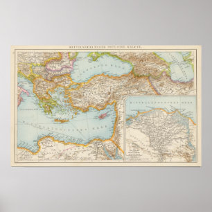 Oriental Mediterranean Map Poster