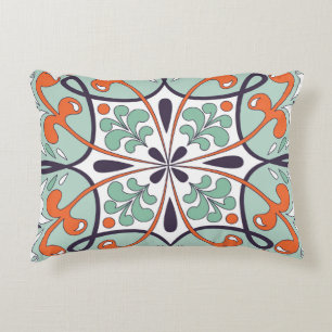 Oriental Moroccan Tile Floral Design Decorative Cushion