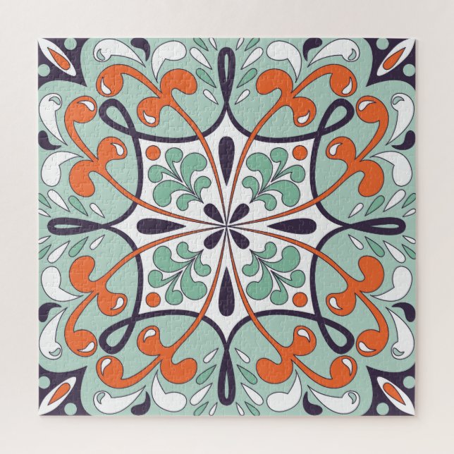Oriental Moroccan Tile Floral Design Jigsaw Puzzle (Vertical)