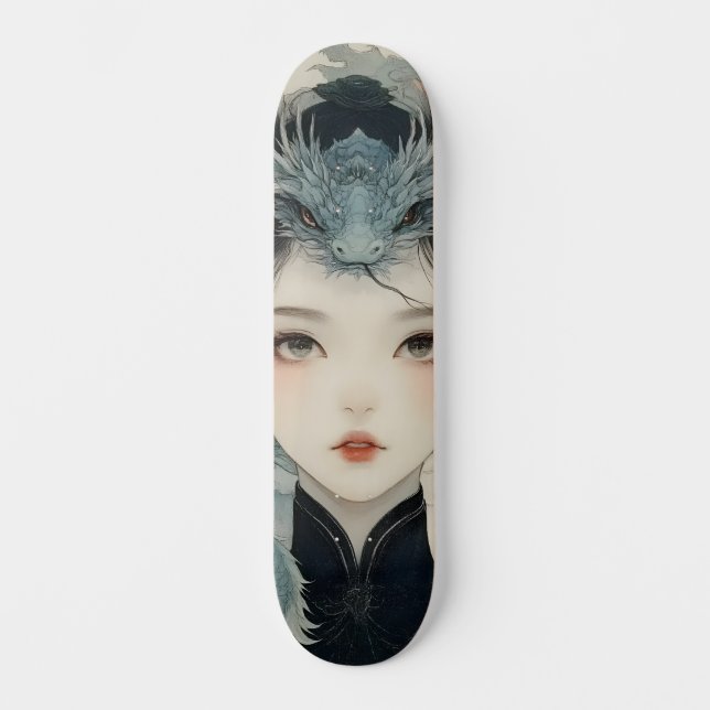 Oriental Mythological Dragon Nymph Skate Deck (Front)