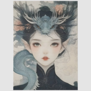 Oriental Mythological Nymph Fantasy Dragon Tissue Paper