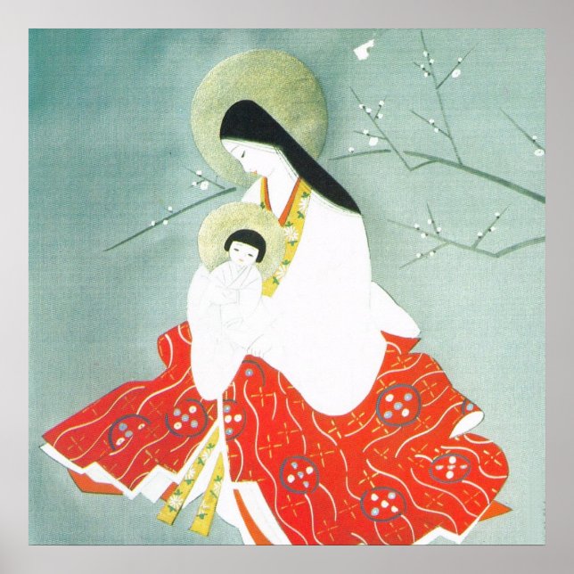 Oriental nativity scene, Mary and Jesus, Poster (Front)