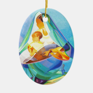 Oriental nativity scene, Mary, Jesus Ceramic Tree Decoration