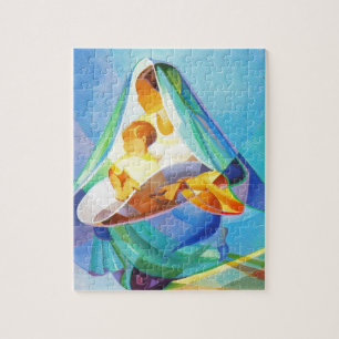 Oriental nativity scene, Mary, Jesus Jigsaw Puzzle