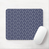 Oriental Navy Blue White Japan Bishamon Pattern