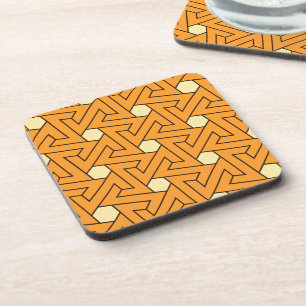 Oriental Orange Beige Triangle Spirals Egyptian Coaster