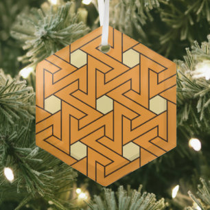Oriental Orange Beige Triple Spiral Arab Pattern Glass Tree Decoration