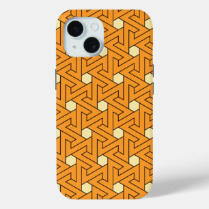 Oriental Orange Beige Triskelion Egyptian Pattern iPhone 15 Case