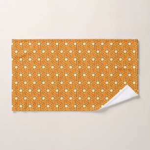 Oriental Orange Beige Triskelion Egyptian Pattern Hand Towel