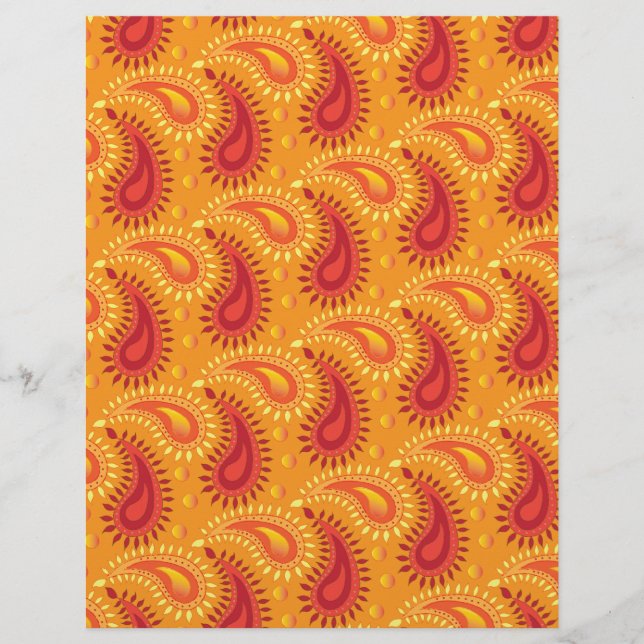 Oriental Orange Persian Paisley Pattern (Front)