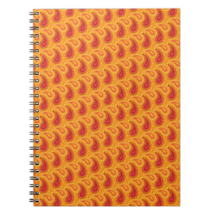 Oriental Orange Persian Paisley Pattern Notebook