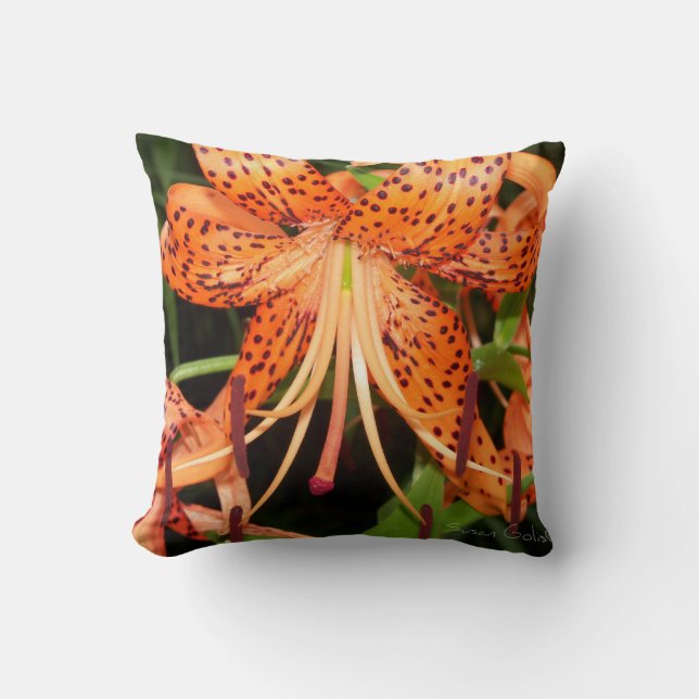 Oriental Orange Tiger Lily Pillows (Front)