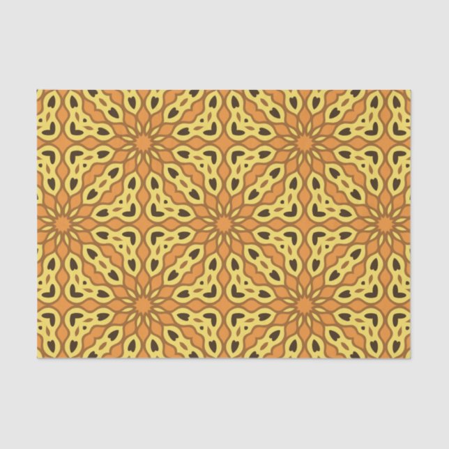 Oriental Orange & Yellow Geometric Pattern Tissue Paper (Front)