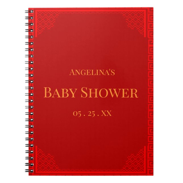 Oriental Ornament Baby Shower Gift List Notebook (Front)