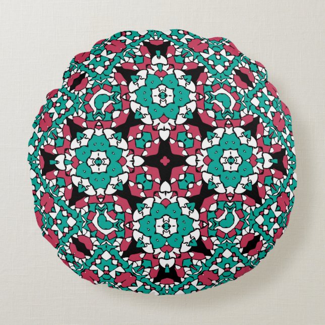 Oriental ornament round cushion (Front)