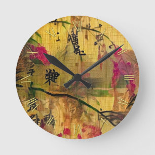 Oriental Painting. Japanese style Round Clock