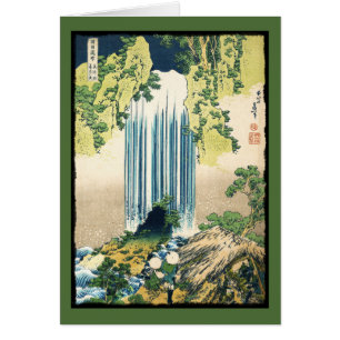 Oriental Painting Waterfall Above Shack