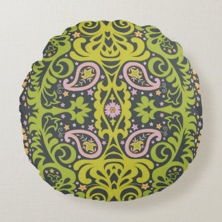 Oriental paisley ornament; decorative seamless flo round cushion