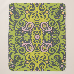 Oriental paisley ornament; decorative seamless flo sherpa blanket