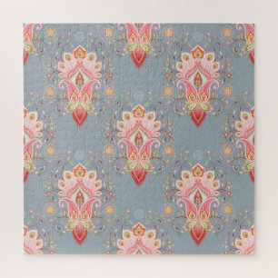 Oriental Paisley Peacock Feather Background Jigsaw Puzzle