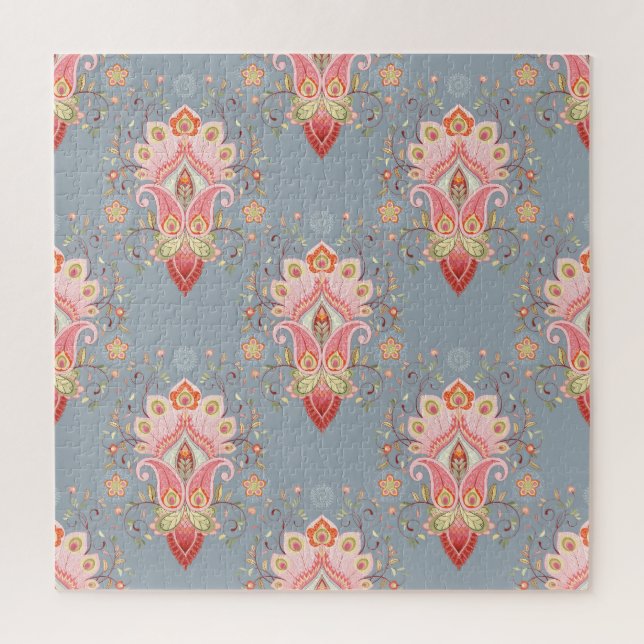 Oriental Paisley Peacock Feather Background Jigsaw Puzzle (Vertical)