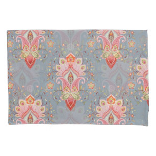 Oriental Paisley Peacock Feather Background Pillowcase