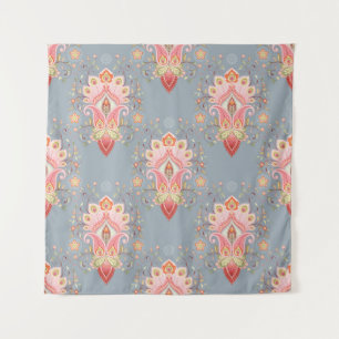 Oriental Paisley Peacock Feather Background Tapestry