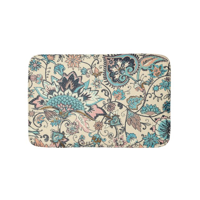 Oriental Paisley: Stylised Textile Elegance. Bath Mat (Front)