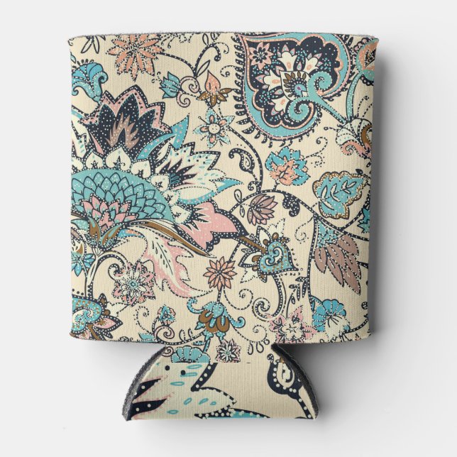 Oriental Paisley: Stylised Textile Elegance. Can Cooler (Front)