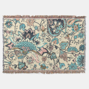 Oriental Paisley: Stylised Textile Elegance. Throw Blanket