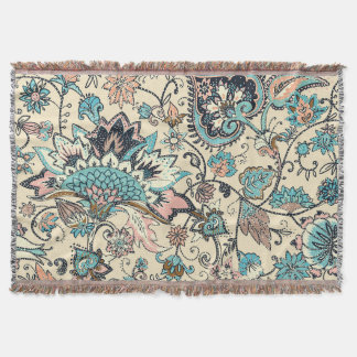 Oriental Paisley: Stylised Textile Elegance. Throw Blanket