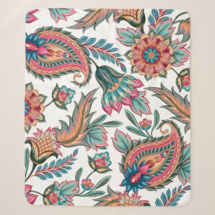 Oriental Paisley: Vintage Floral Seamless Sherpa Blanket