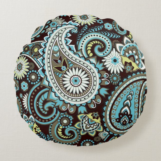 Oriental Paisley Vintage Seamless Pattern Round Cushion (Front)