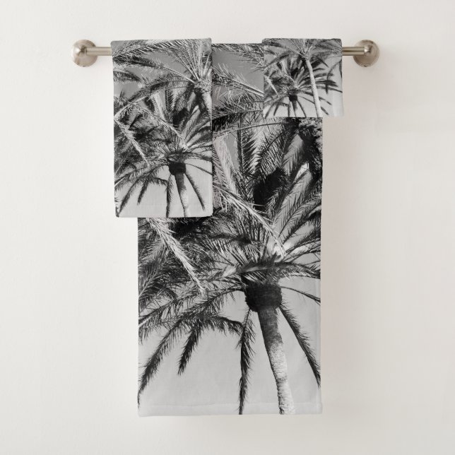 Oriental Palm Trees Vibes #2 #tropical #wall #art Bath Towel Set (Insitu)
