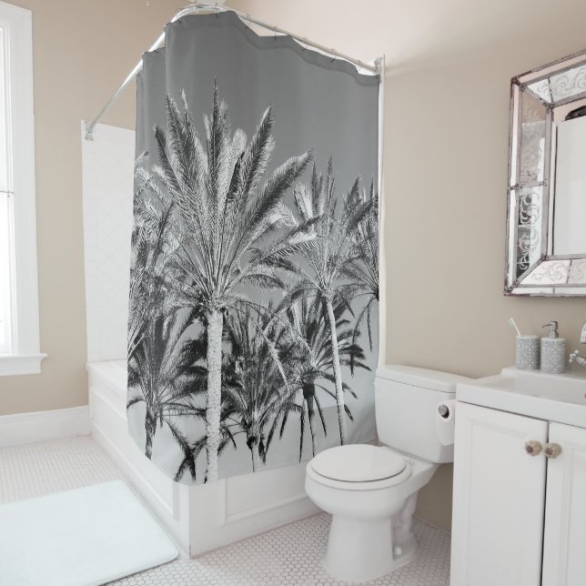 Oriental Palm Trees Vibes #2 #tropical #wall #art Shower Curtain (In Situ)