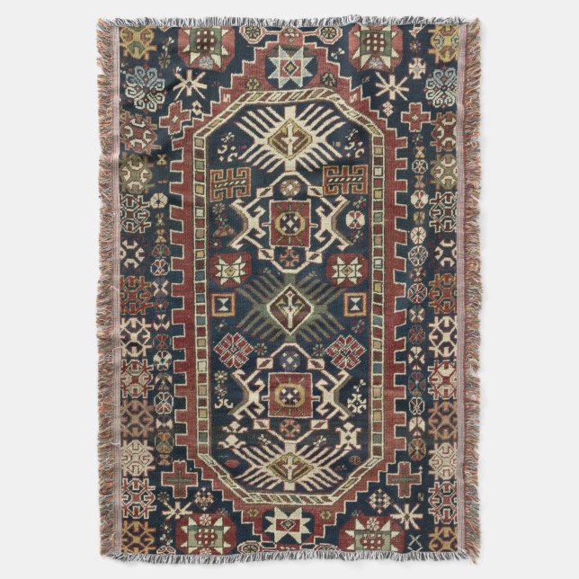 Oriental Persian Bijo 19c Rug print Throw Blanket (Front Vertical)