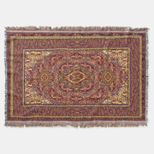 Oriental Persian Red Gold Throw Blanket