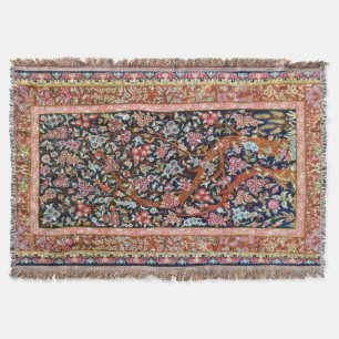 Oriental Persian Turkish Floral Pattern Throw Blanket