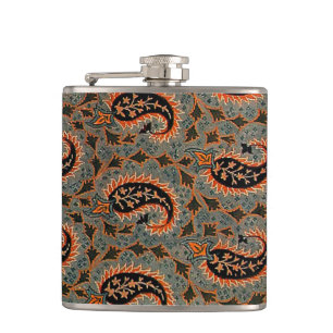 Oriental Persian , Turkish Paisley Pattern, Carpet Hip Flask
